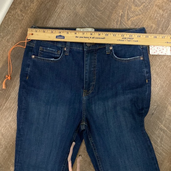 FREE PEOPLE BLOWN OUT KNEE HIGH WAISTED SKINNY JEAN DARK WASH BUTTERY SOFT SZ 31 - Picture 14 of 16